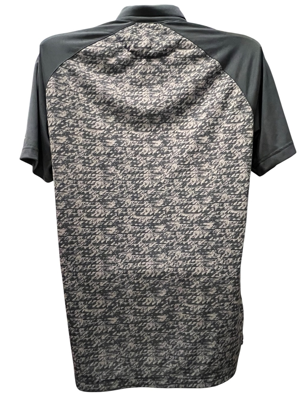 Greg Norman Collection Men's Short Sleeve Quarter-Zip Polo - Black & Gray Print - Picture 2 of 9